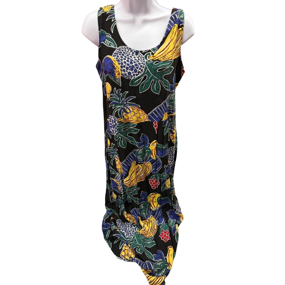 Vintage JOE Kealuha's women Size S midi Print Hawaiian Dress Sleeveless Summer